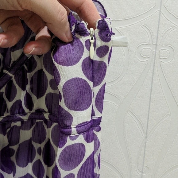 INC International Concepts Women's Purple Polka Dot Silk Tank Top Size 8 - Picture 3 of 5